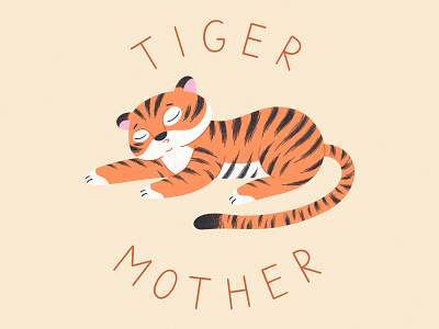 TIRED TIGER MOTHER 2d animal illustration character character design character illustration cute illustration procreate tiger tired vector