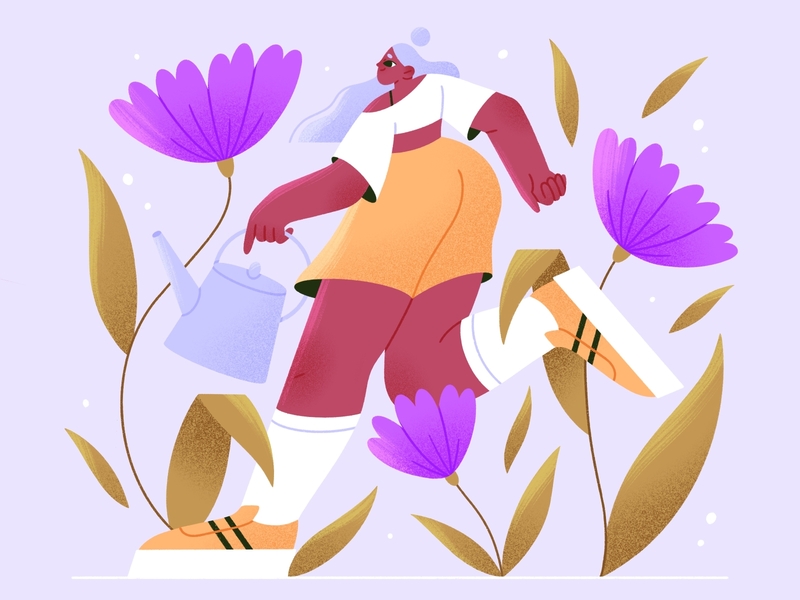 Let it grow character character design character illustration flowers girl growth illustration procreate vector