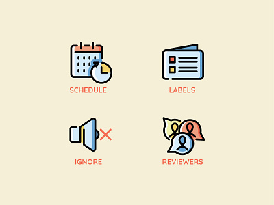Simple icons clean icons ignore illustration label review schedule simple design uix vector