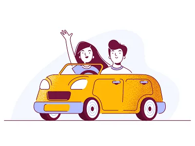 Carpool boy car carpooling character design characters cute driver app drivers girl illustration ui vector