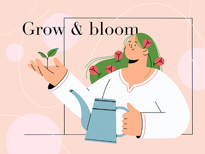 Grow & bloom bloom character character design flowers girl grow illustration people procreate