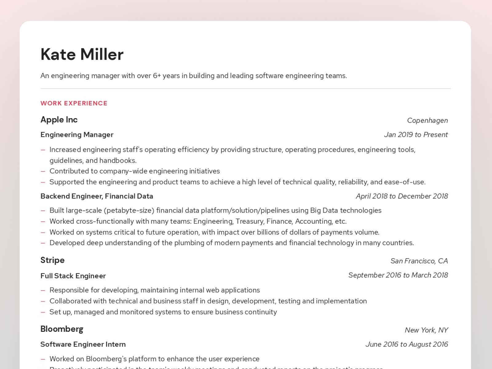 Resume Design - Orion by Kavya on Dribbble