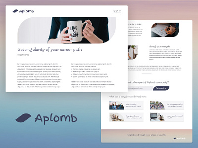 Aplomb - a blog page design blog design blog page blog post design minimal ui ui design unique design
