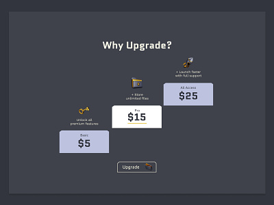 Pricing Section - Hierarchy 3d dark design dark mode design home page icons illustrations landing page pricing web design