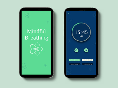 Timer App - Mindful Breathing app design breathing design meditation mobile mobile app timer ui