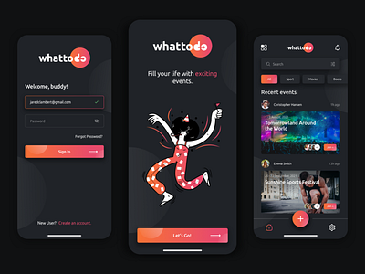 🎉 Events App Design app design concept dark dark mode dark theme event event app events ios design mobile mobile design