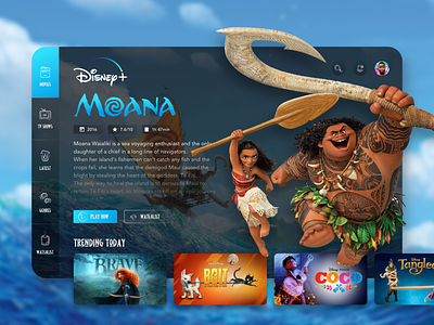 💫 Disney+ App Redesign branding concept design disney disney app moana movies platform ui ui design web web platform