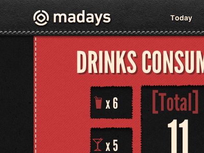 Madays - Application for Carsonified app application carson carsonified dashboard drinks food heart rate high five job sleep