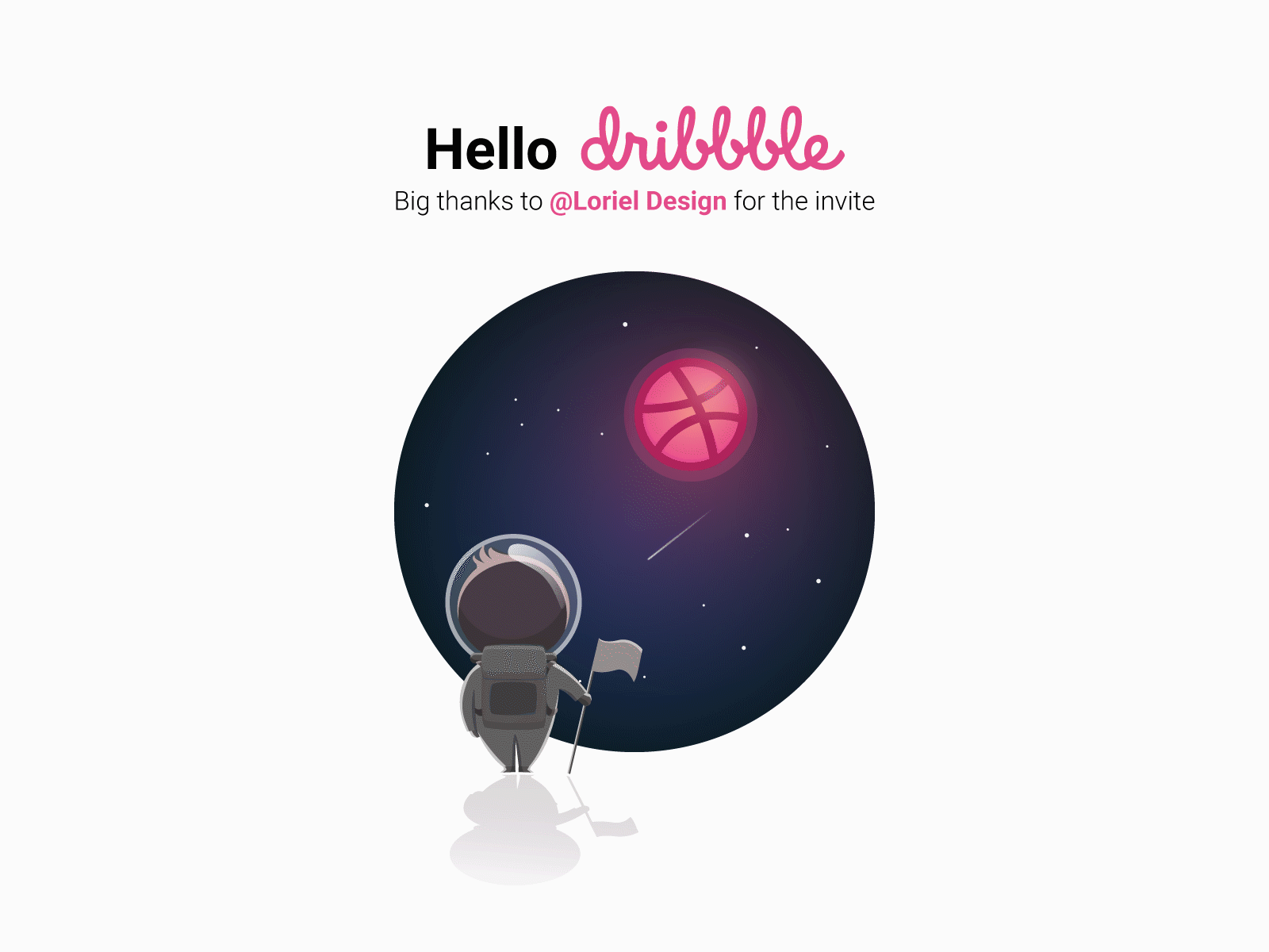 Hello Dribbble ! creativity dribbble hello hello dribbble illustration loriel design planet space thanks for invite vector