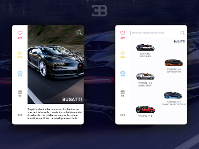 Prototype Bugatti App app cars mobile search ui ux