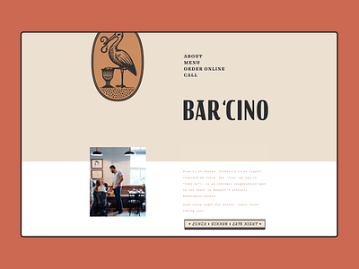 Bar 'Cino Restaurant + Cafe branding cafe layout restaurant vintage web design
