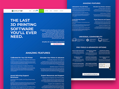 Simplify3D Software Features Web Mockup