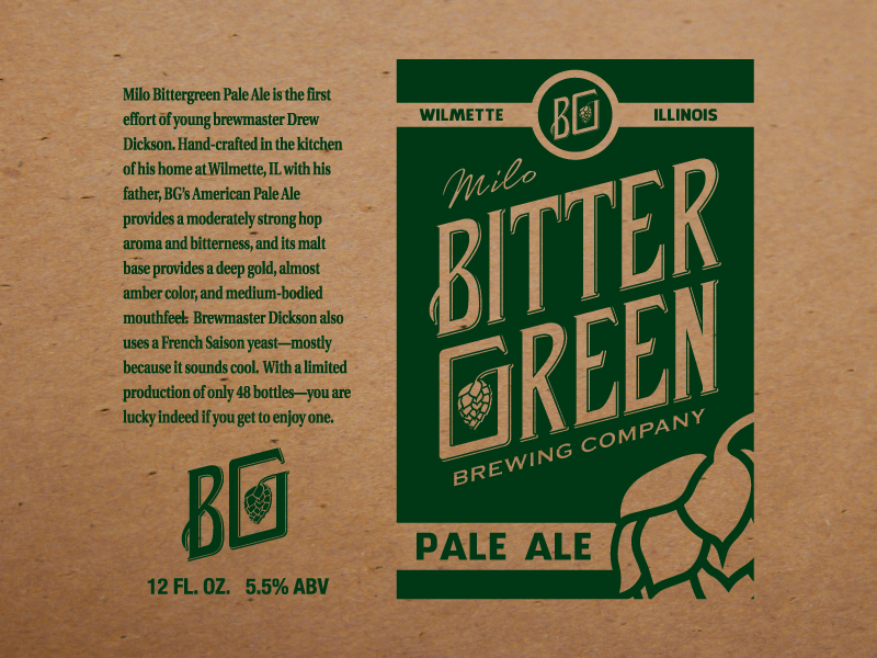 Milo Bittergreen Pale Ale label