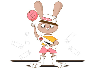 Hello, dribbble! character hello dribbble illustration rabbit