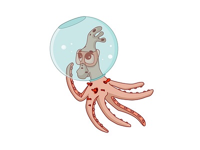 Unknow animal-3 character design digital illustration octopus print