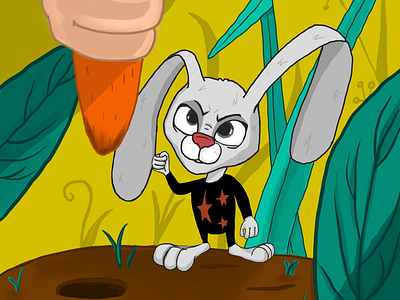 Angry rabbit character digital illustration