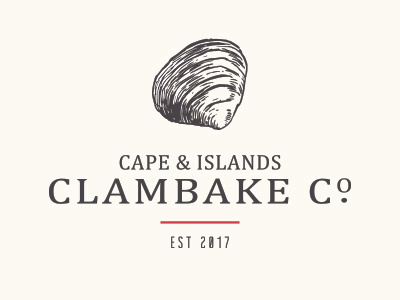 Cape & Islands Clambake Co. Main Logo beverage branding clam clambake food logo print identity