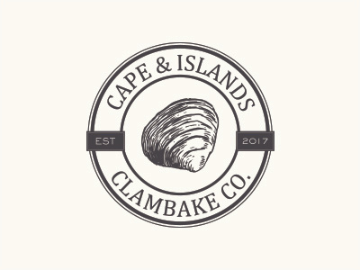 Cape & Islands Clambake Co. Round Logo branding clam clambake logo print identity