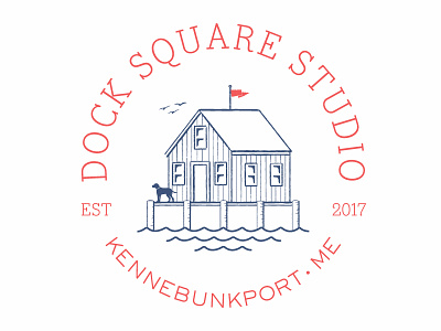 Dock Square Studio Logo badge branding graphic design illustration new england