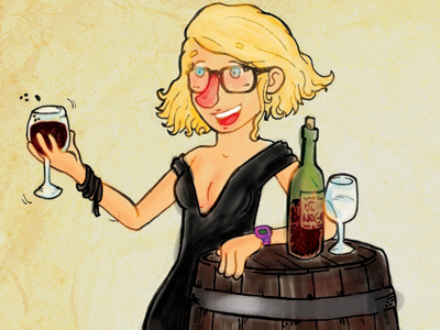 Anònim il·lustrat - Vi Negre anònim bar cartoon character drawing illustration wine woman