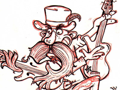 Mustache Double Guitar - Bigoti Doble Guitarra cartoon character drawing guitar illustration mustache sketch