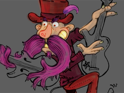 Mustache Double Guitar - Bigoti Doble Guitarra cartoon character color drawing guitar illustration mustache sketch