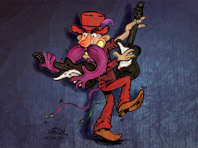 Mustache Double Guitar - Bigoti Doble Guitarra cartoon character color drawing guitar illustration mustache