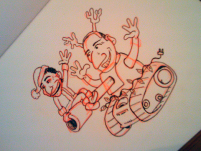 Piti & Manel cartoon character christmas drawing illustration sketch