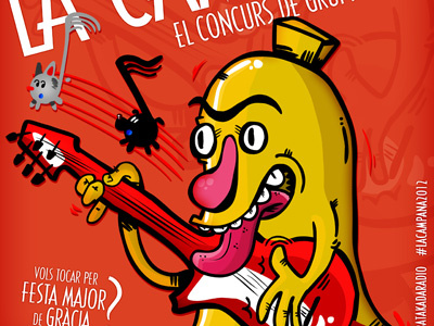 La Campana cartoon character color drawing guitar illustration poster rock