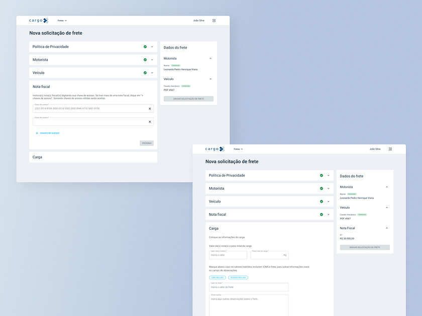 Cargo X Logistics Shipping Form by Fernanda Minami on Dribbble