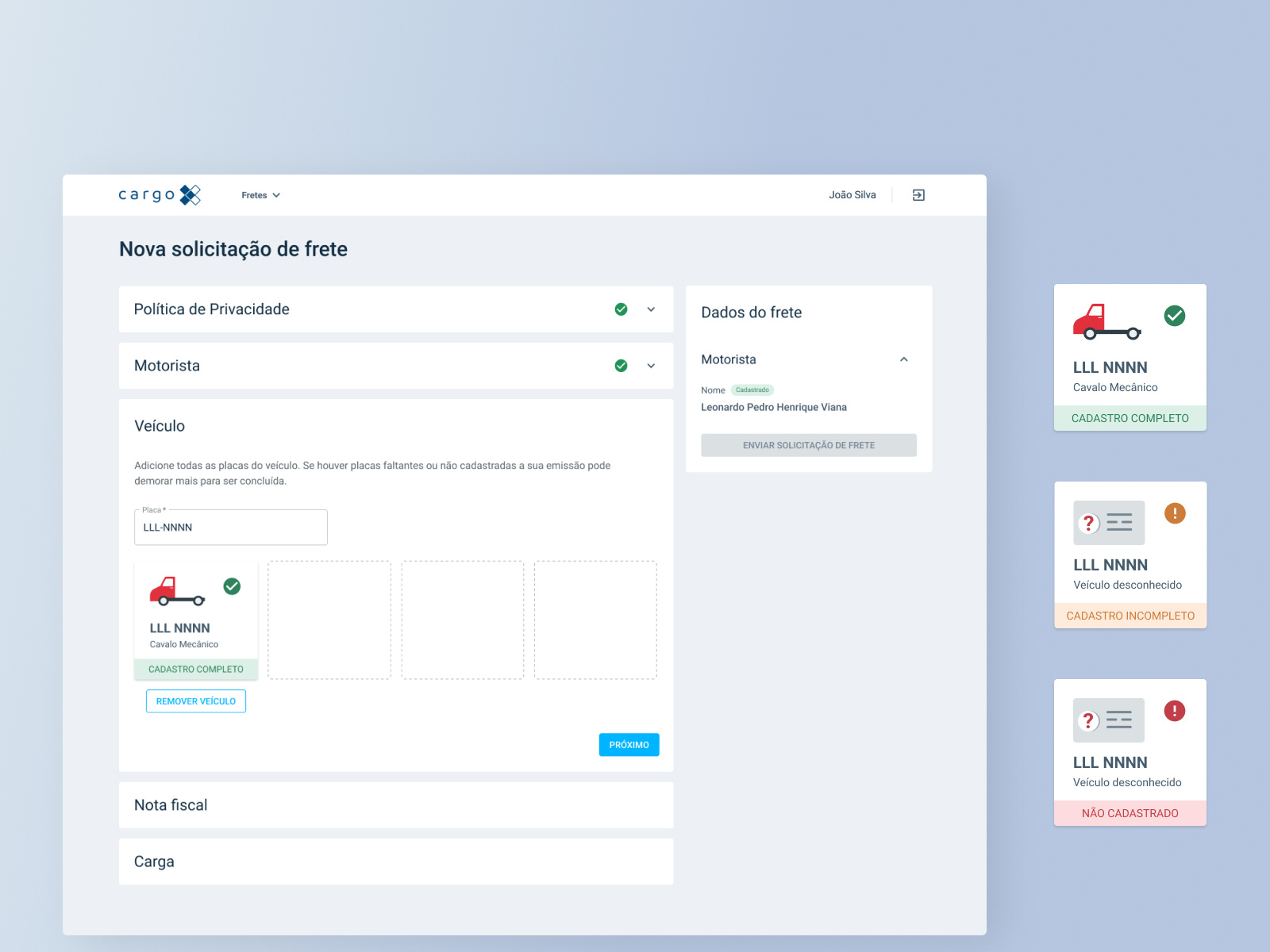 Cargo X Logistics Shipping Form by Fernanda Minami on Dribbble