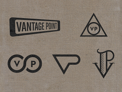 Rough Drafts of Logo Mockups abstract branding circle eye logo p perspective point triangle typography v vantage