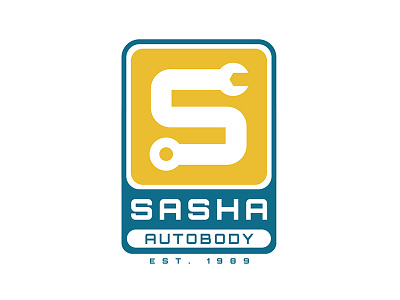 Sasha Autobody Logo Design autobody logo branding car instrument letter s s s logo sasha typography