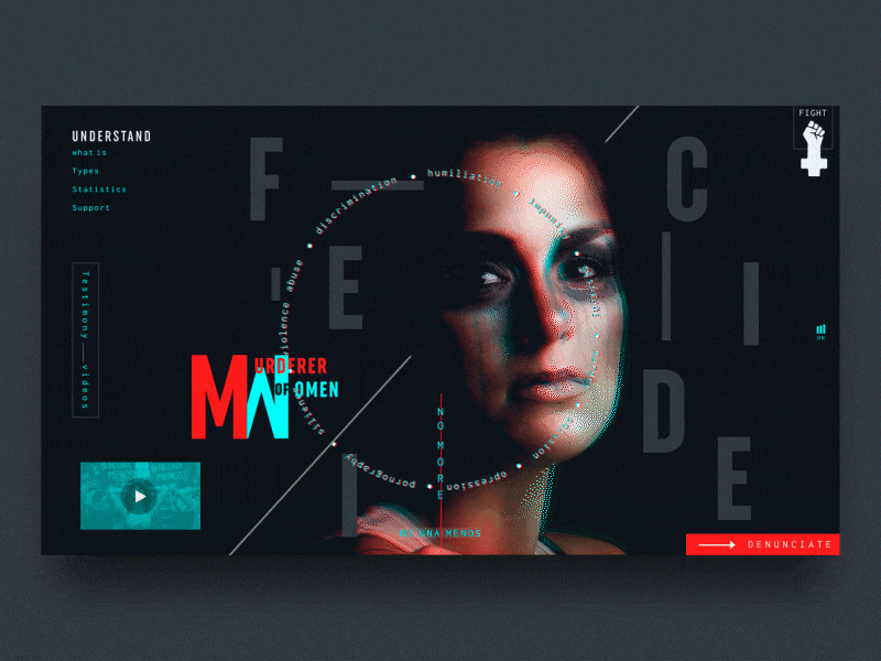 Femicide - Website what page transition animation. animation glitch glitch effect glitchart interaction interface page transition transition transition page typogaphy webdesign website