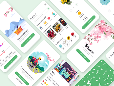 Blossom | Flower shop - Mobile app app design basket design illustration ios logo mobile app onboarding screen ui ux