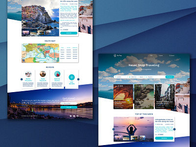 Web site for travelers "Airtrip" blue background design logo site travel trip ui ux web