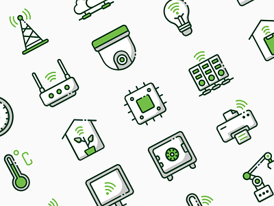 Flat Outline IoT Icons Set clean component component ui components design flat icon icons icons pack iconset illustration internet of things iot minimal ui ui design vector