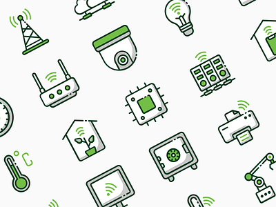 Flat Outline IoT Icons Set