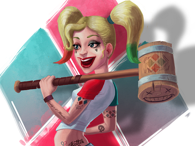 Harley Quinn character concept digital art illustration photoshop