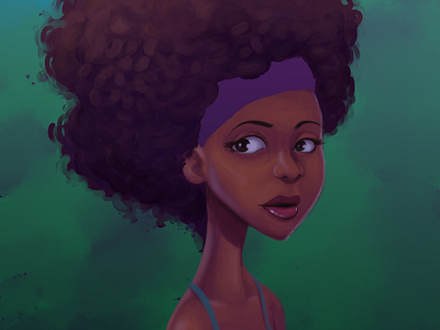 Girl with afro hair character concept digital art drawing illustration photoshop