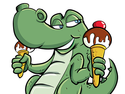 Cute croc with an ice cream