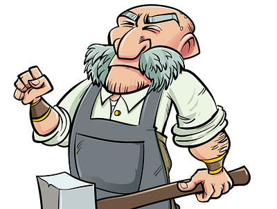 Cartoon Blacksmith adobeillustrator cartoon character hammer humour illustration illustrator medieval vector