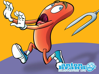 Sausage in trouble adobe adobeillustrator cartoon character cute funny humour illustration illustrator vector