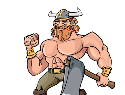Viking with an axe adobeillustrator cartoon illustration illustrator vector