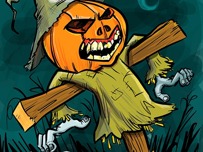 Spooky scarecrow cartoon illustration cartoon character humour illustration illustrator