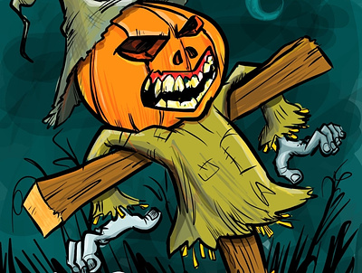 Spooky scarecrow cartoon illustration cartoon character humour illustration illustrator