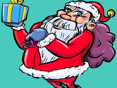 Santa Clause has a gift for you cartoon character humour illustration santa santaclause xmas