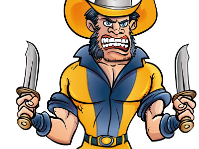 Knife loving cowboy adobeillustrator cartoon character humour illustration illustrator vector