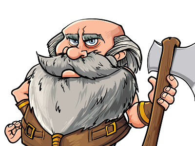 Dwarf Warrior Final beard cartoon character dwarf fantasy game illustration isolated man vector viking warrior