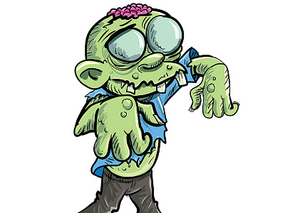 Cartoon zombie cartoon character fantasy green humour illustration zombie